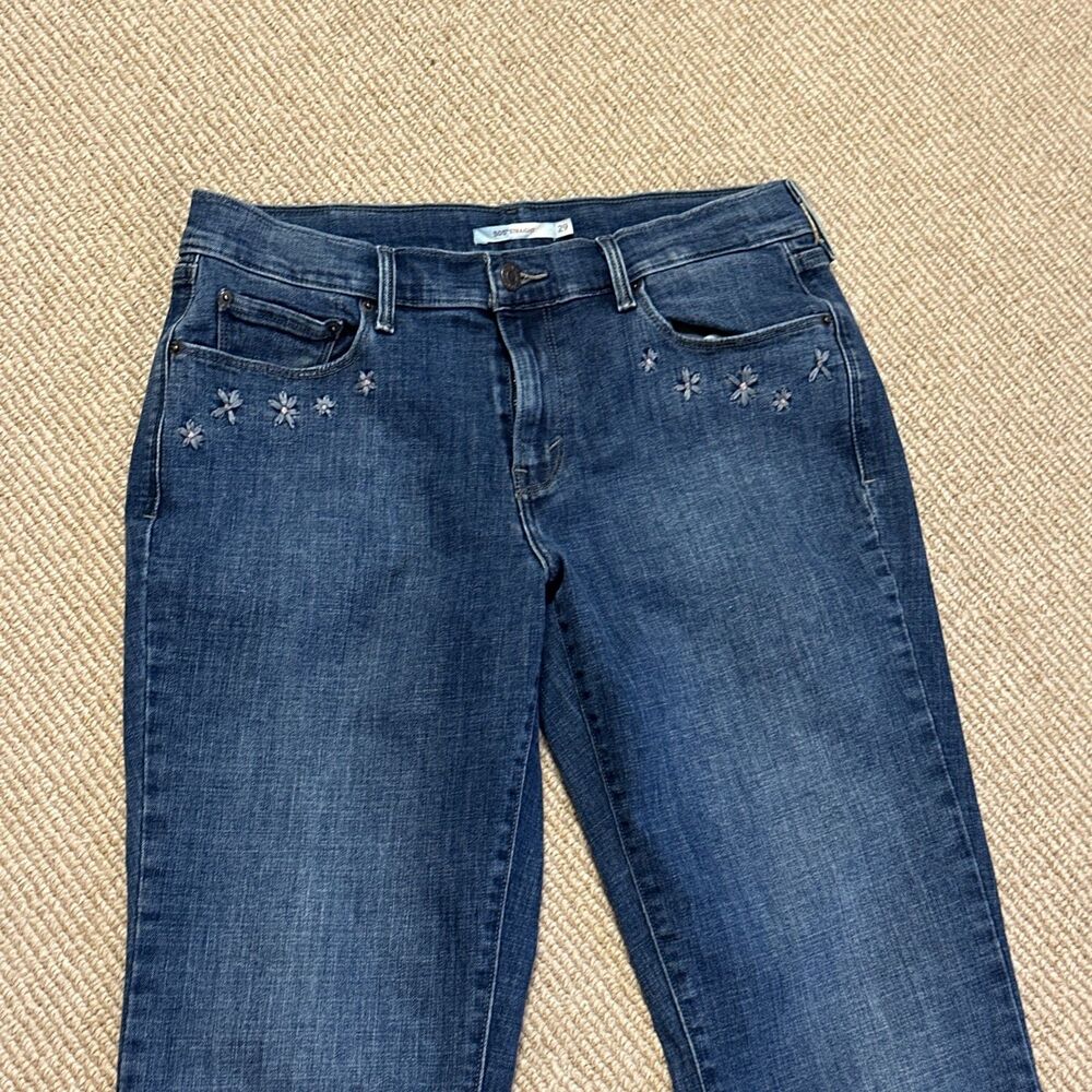 Levi's 505 Straight Leg Blue Jeans 29" x 32" Embroidered Pockets boho stretchy